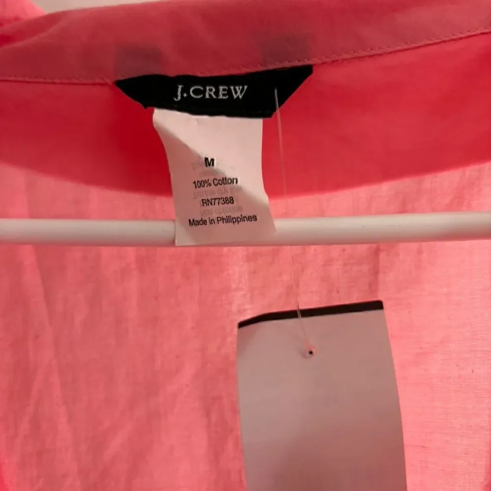 J.Crew Factory Pink 100% Cotton Dress Women’s Medium Cowl Neck Cap Sleeve